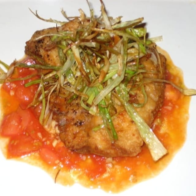 Catfish Filet in Tomato Confit/Cá Bông Lau Sốt Cà Chua.